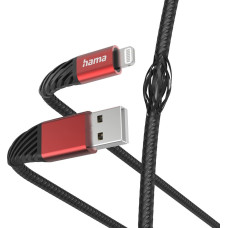 Hama 00201538 Extreme Charging Cable USB-A - Lightning 1.5m Nylon black/red