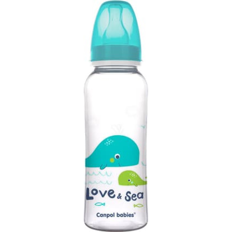 Canpol 59/400 Butelka wąska 250ml PP LOVE&SEA turkusowa