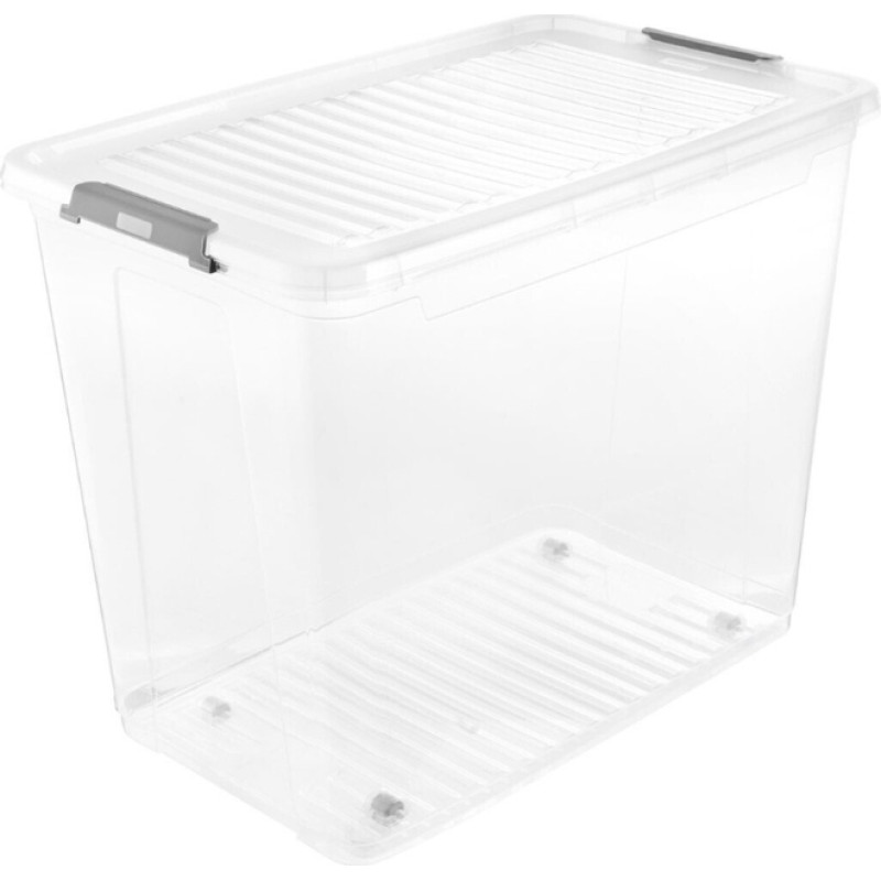 Keeeper Kast kaanega ratastel Clipbox Leo 59x38x47 cm 74L Läbipaistev