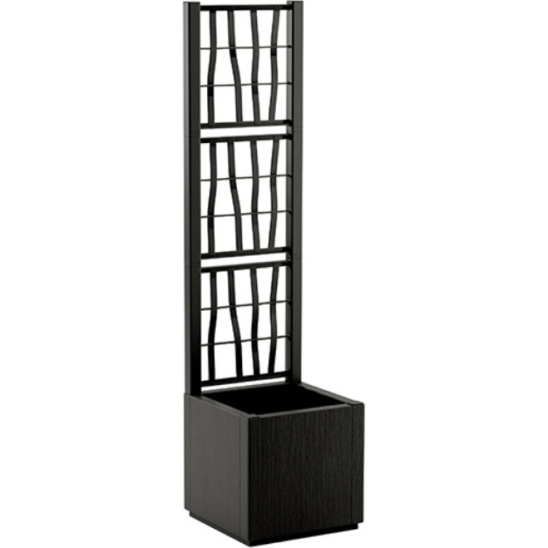 Stefanplast kvadratinė gėlių dėžė su grotelėmis Ethica, 36×36×140 cm, pilka