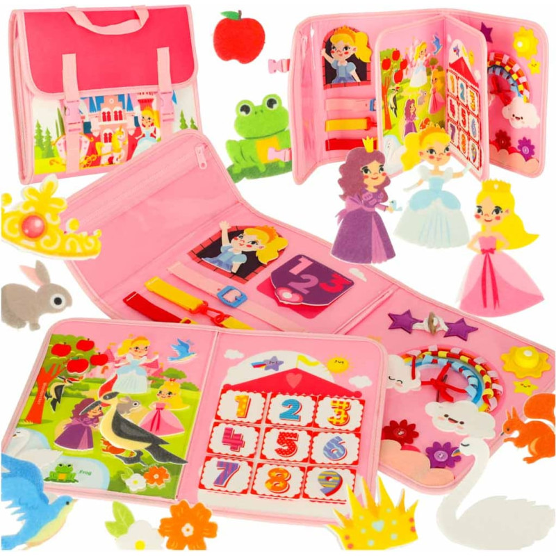 Sensorā sensorā montessori manipulatīvā dēļa mugursomas somiņa rozā krāsā