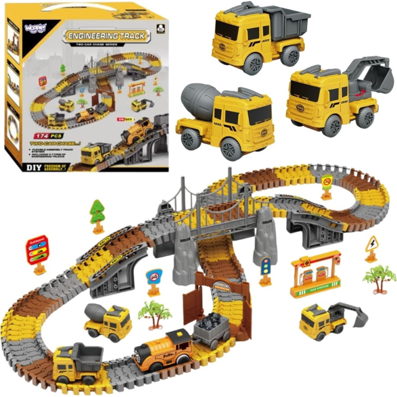 Woopie Tor Samochodowy XXL Kolejka Elektryczna Plac Budowy 174 el.