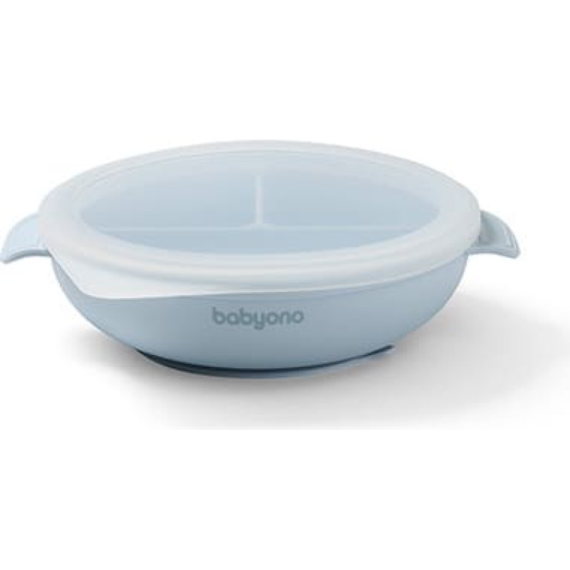 Babyono 1661/01 SILICONE PLATE WITH SUCTION CUP AND COVER BLUE