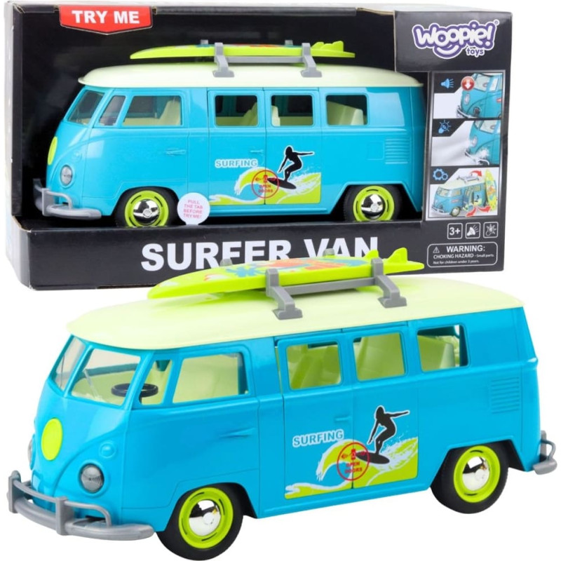 Woopie Samoch&oacute;d Bus Surfing Klasyczny Niebieski Ze Światłem I Dźwiękiem Model