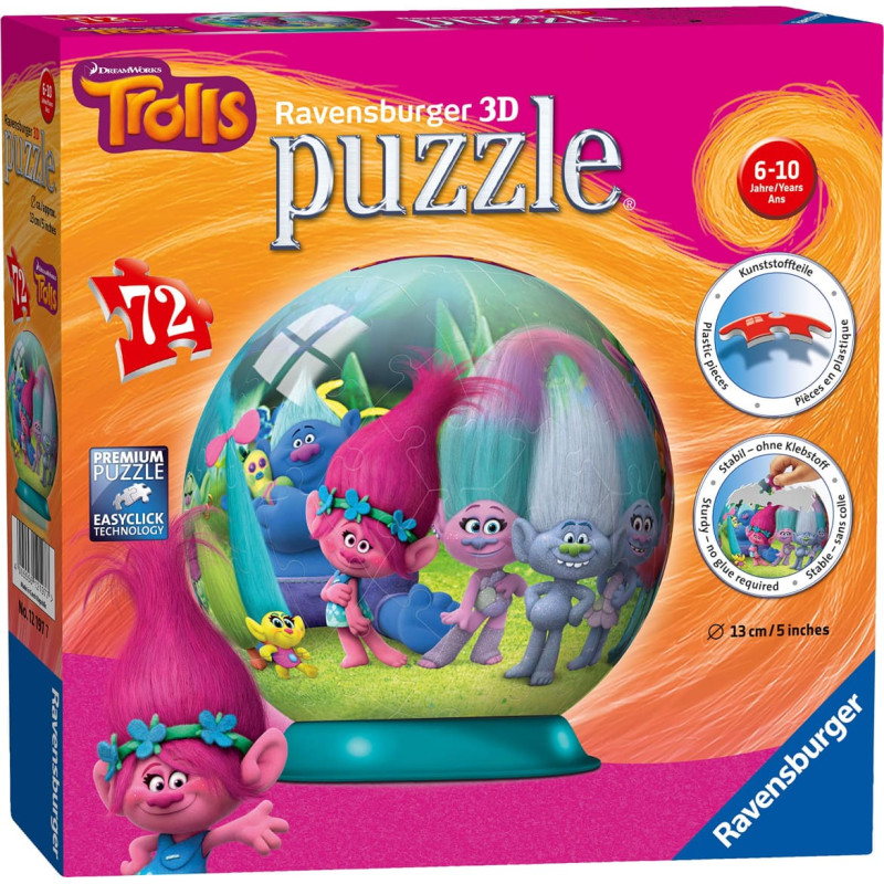 Ravensburger Round 3D Puzzle, 72 pcs, Trolls