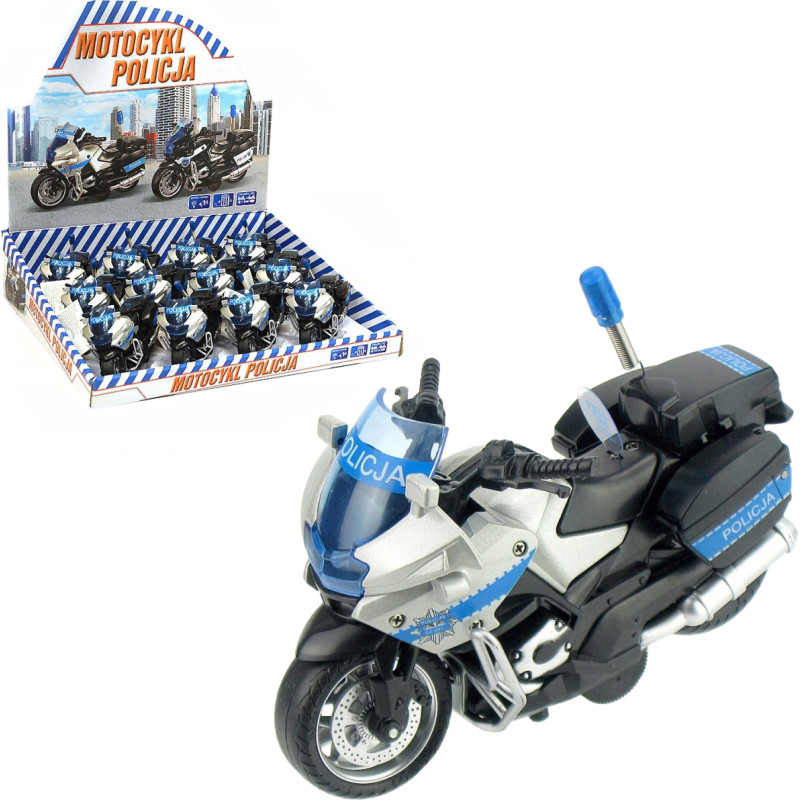 MOTOCYKL METALOWY POLICJA ŚWIATŁO DŹWIĘK