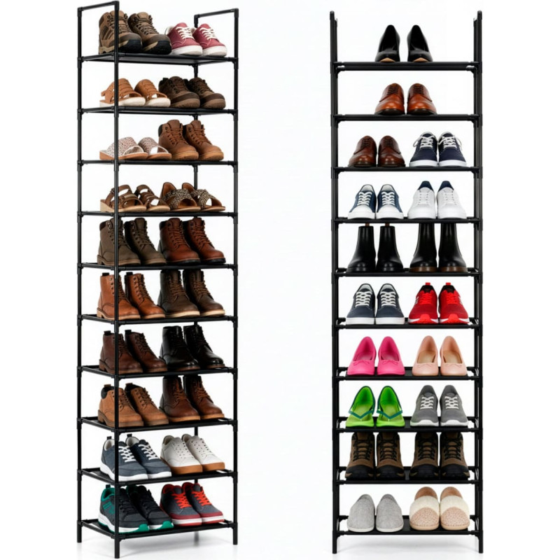 Springos Metallist kingariiul, 10 taset, vertikaalne kingakapp 178 cm must