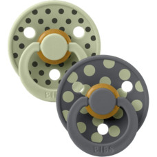 Bibs Collection Colour Round &ndash; Polka Dots Sage / Iron 6-18m 2pcs