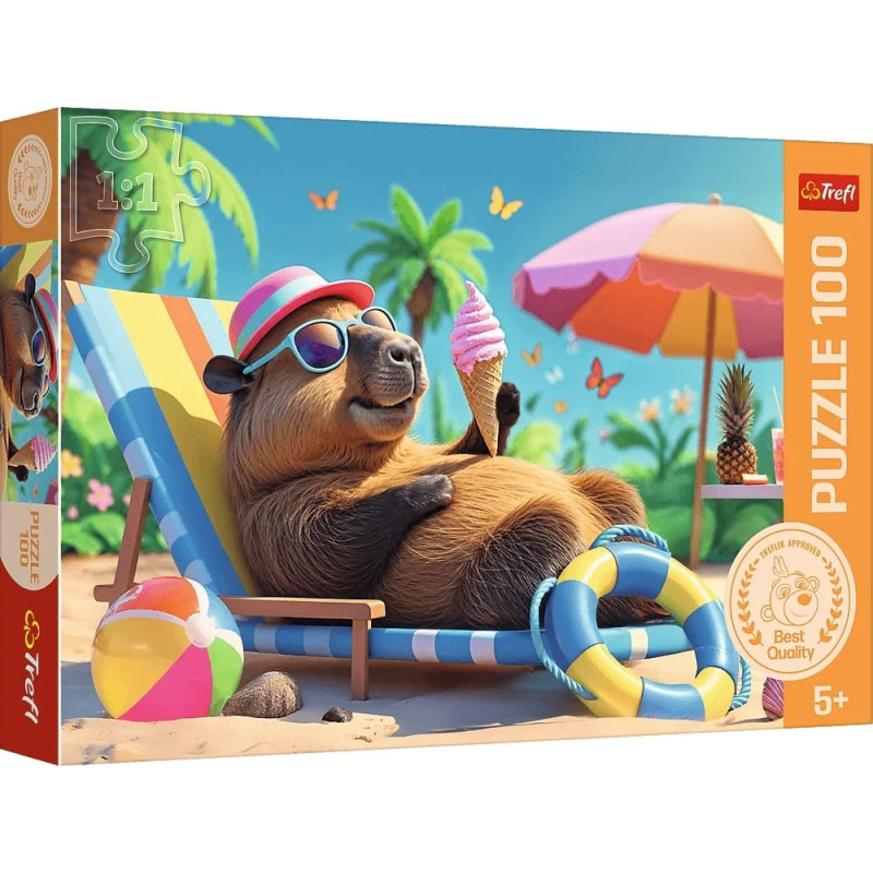 Trefl 16537 Puzzle 100 Relaks w stylu Kapibary
