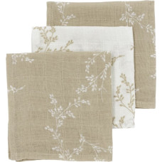 Meyco Baby muslīnu autiņu komplekts Branches Sand (3 gab., 30x30 cm)