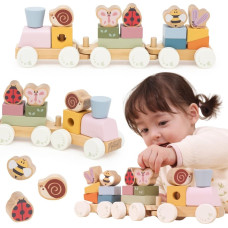 Viga Wooden Spring Educational Train 18 Pieces