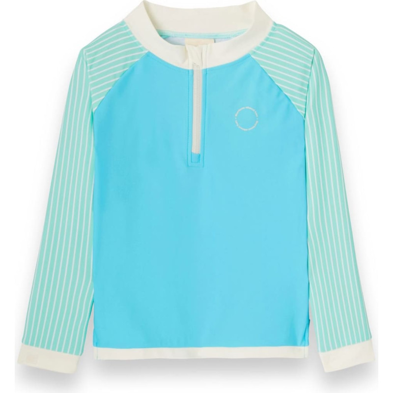 Kietla ICONIC swim T-shirt with UPF 50+ sun protection fabric and UV sensor, for ages 4-6, Blue Stripes