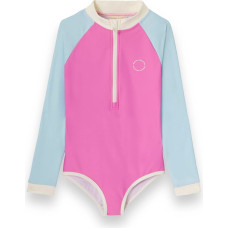 Kietla ICONIC swimsuit with UPF 50+ sun protection fabric and UV sensor, for ages 4&ndash;6, Pink Blue