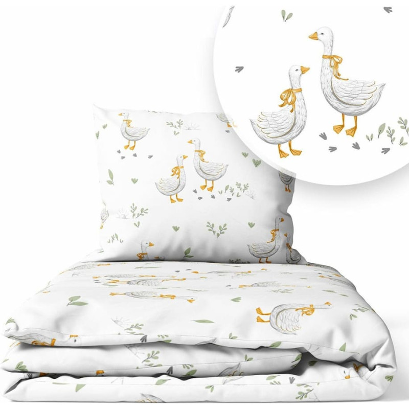Ankras Cover set - 2 pcs - 120x90, 40x60  - GEESE with GREEN LEAF