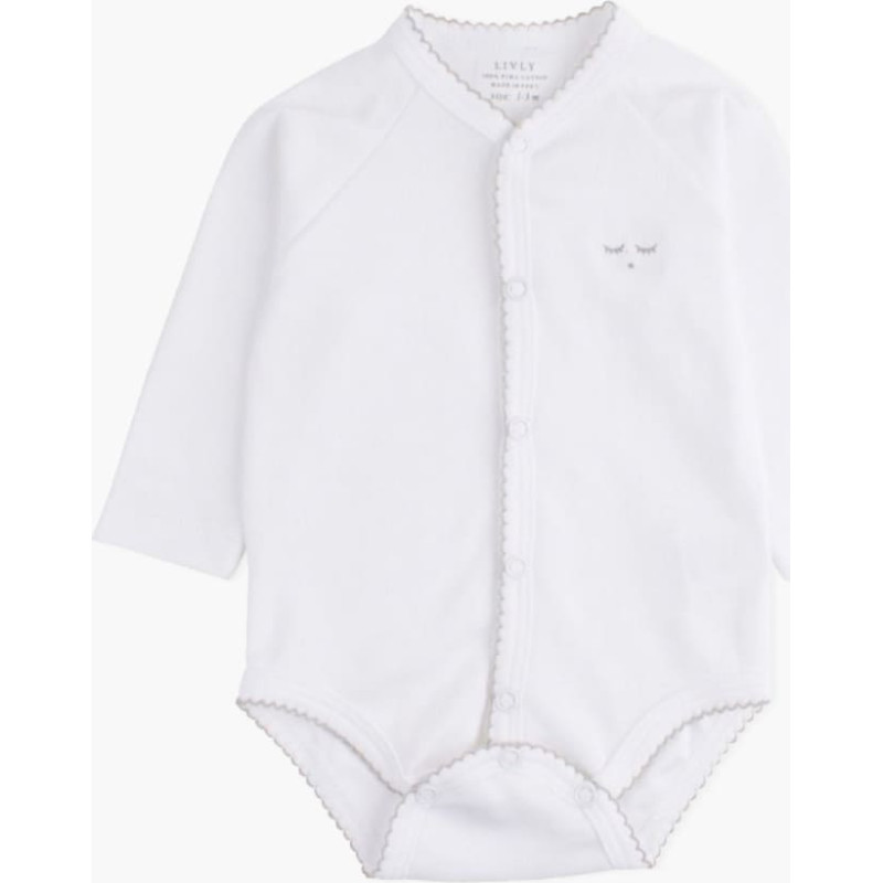 Livly Clothing Bodijs Livly Full snap body white/grey picot