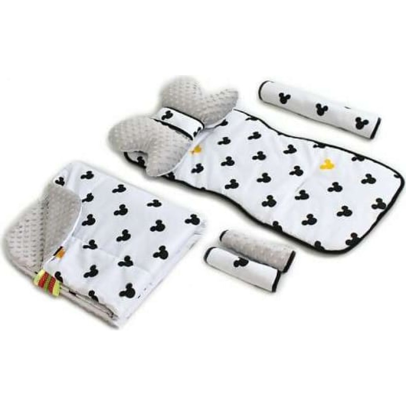 La Bebe ™ Minky+Cotton Stroller Mat Set Art.95230 Black&White Dots Mīksts komplekts ratiņiem ar plediem