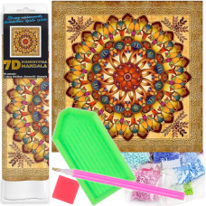 Mandala Diamentowa Mozaika 7D Koło Czerwono-Żółte 1006559