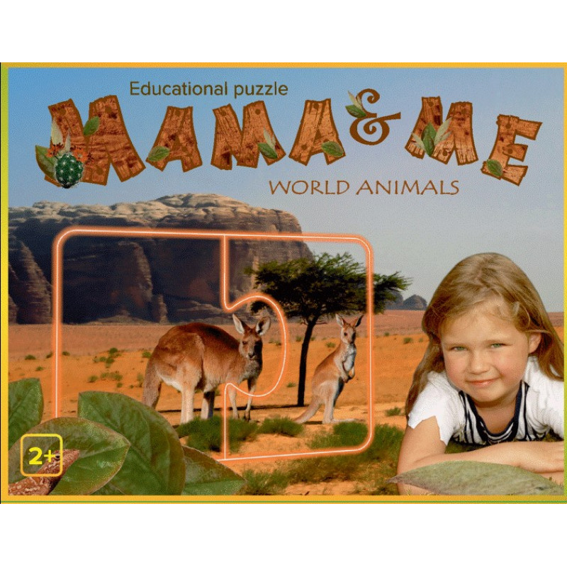 PIO Õpetlik pusle Mama & me, World animals, 2+