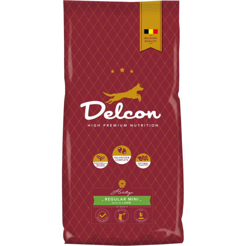 Delcon Toit väikeste koeratõugude täiskasvanutele REGULAR MINI lambaliharikas / 12 kg