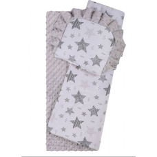 Duet Baby Bedding set to Strolley - 634 - MINKY / COTTON PRINT - GREY