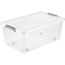 Keeeper Kast kaanega ratastel Clipbox Leo 59x38x24 cm 37L Läbipaistev