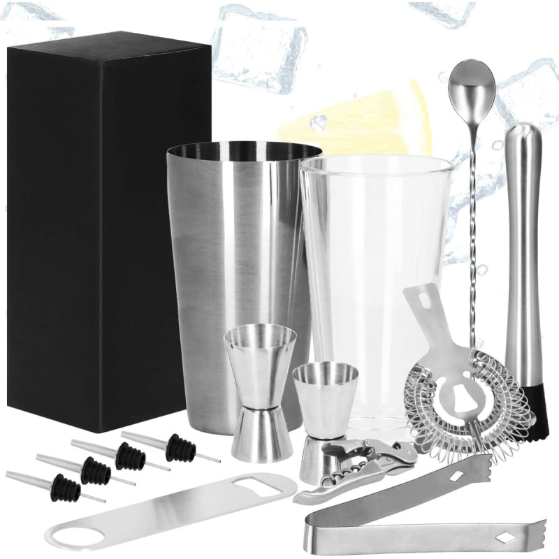 Springos Baarmeni komplekt Bostoni šeiker klaas Springos KI0015 14 tk hõbedane