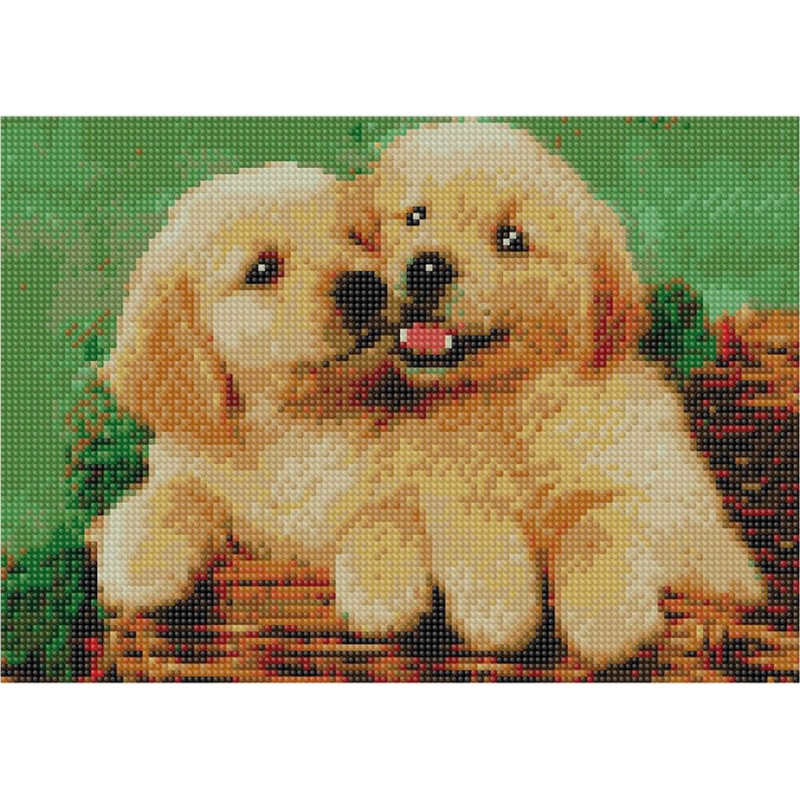 Flamingo Line Daimond Mosaic - 47326 - 2 PUPPIES - size 30x40 cm