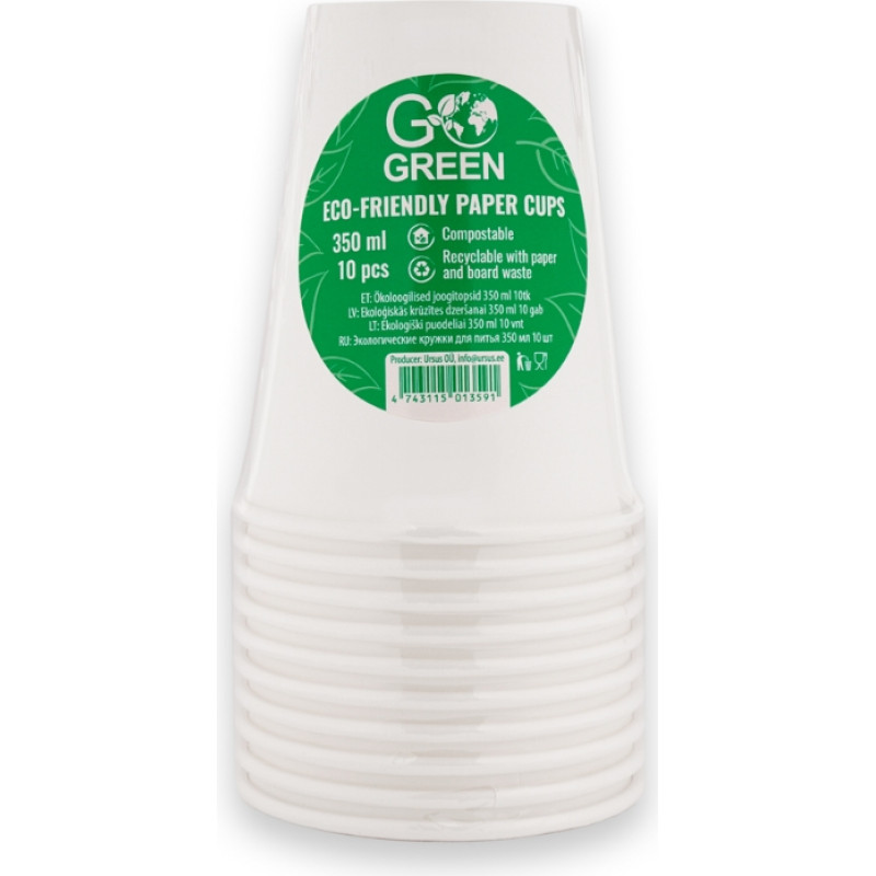 Gogreen Glāzes ekoloģiskās Go Green 350ml 10 gab. baltas