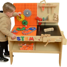 Masterkidz puidust töölaud XXL Montessori STEM tööriistade ja tarvikutega