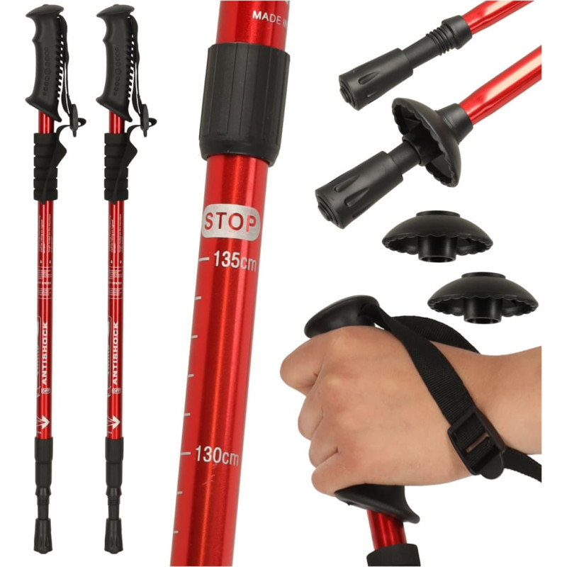 Kokkupandavad käimiskepid, 2 tk, punased