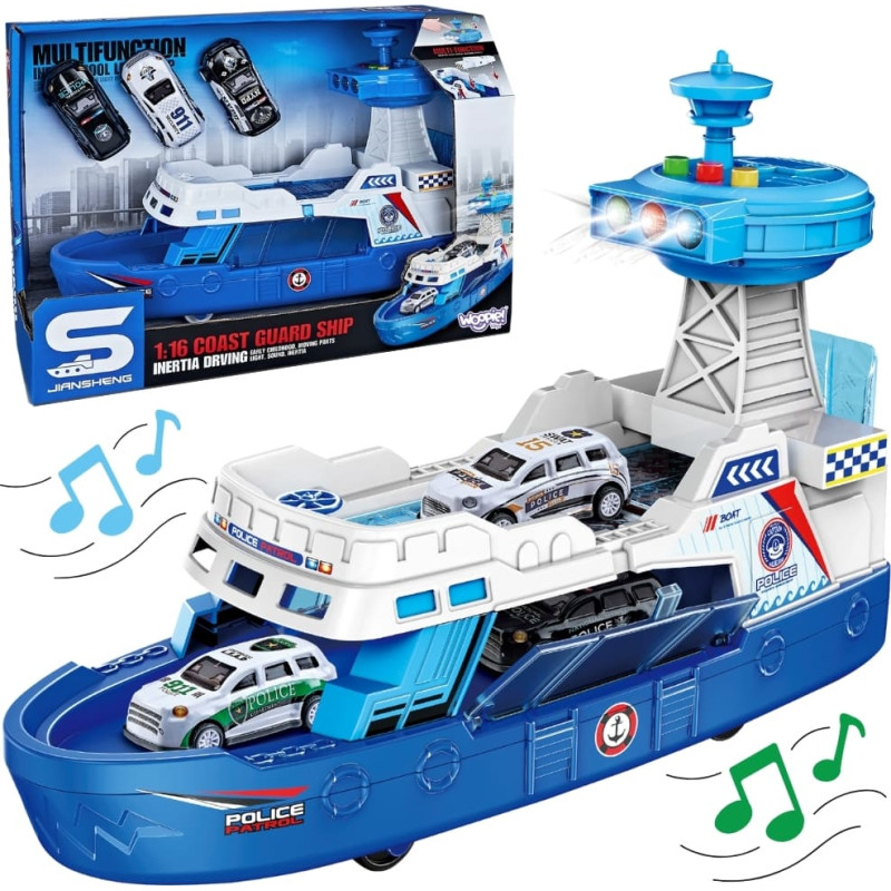 Woopie Ł&oacute;dź Policyjna Patrolowa Interaktywna - Skala 1:16 + Autka 3 szt.