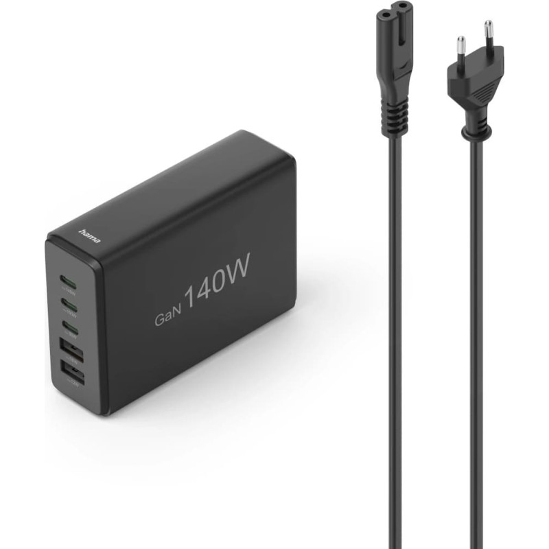 Hama 00201978 Charging Station With 3xUSB-C/2xUSB-A 140 W Black