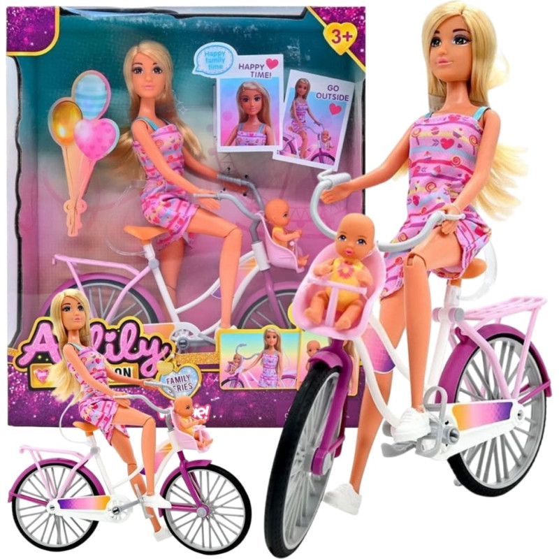 Woopie ROYAL Lalka Lily Rowerzystka Bobas w Foteliku Rower
