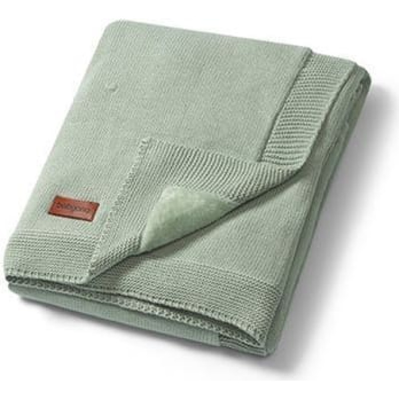 Babyono 1671/04 COTTON BLANKET WITH FLANNEL UNDERLAY SAGE