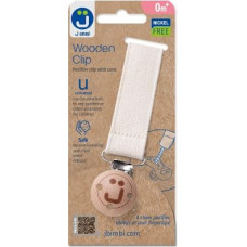 Pacifier with cord and wooden clip Eco beige