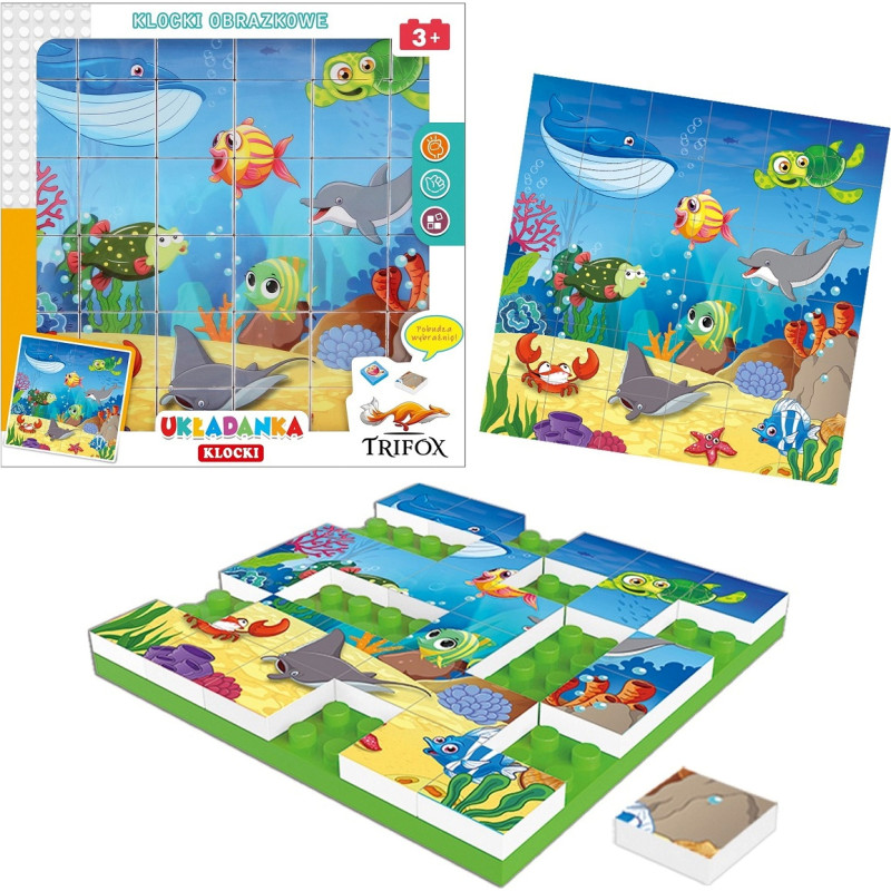 UKŁADANKA KLOCKI ZWIERZĘTA MORSKIE 36 EL