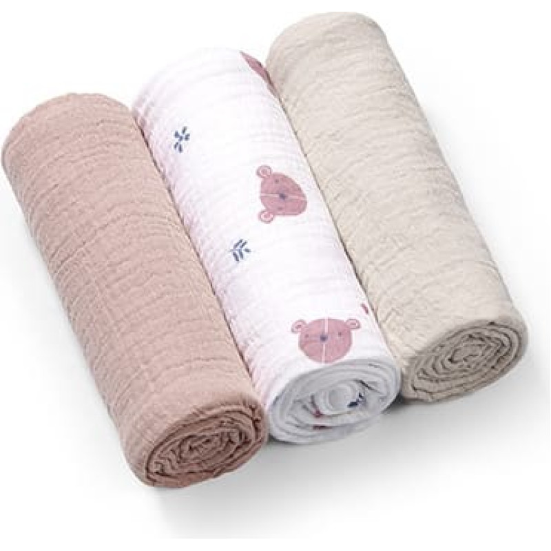Babyono 828/03 SUPER SOFT CRUSHED MUSLIN DIAPERS GREY