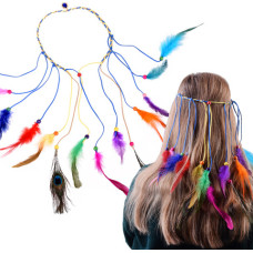 JM- Stīpiņa ar perlītēm un spalvām BOHO ZA5581