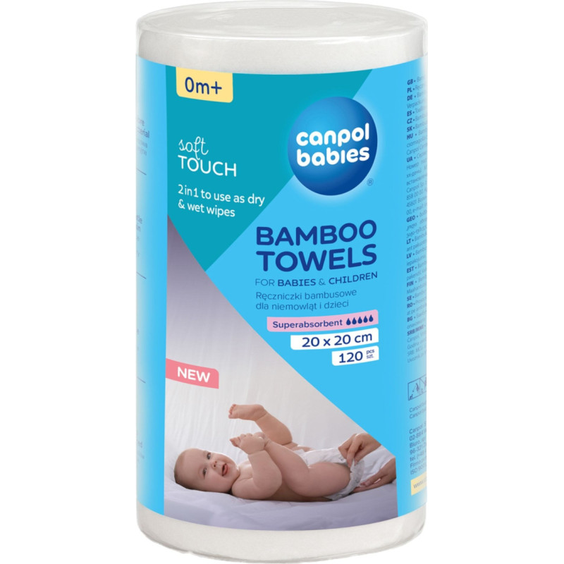 Canpol 1/661 Ręczniczki bambusowe dla niemowląt 120szt.