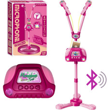 MIKROFON PODWÓJNY Z GŁOŚNIKIEM RÓŻOWY