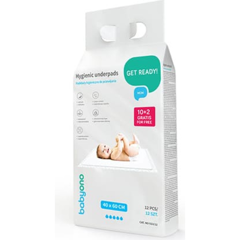 Babyono B.O.513/12 Podkłady higieniczne 40x60cm 10 sztuk + 2 gratis