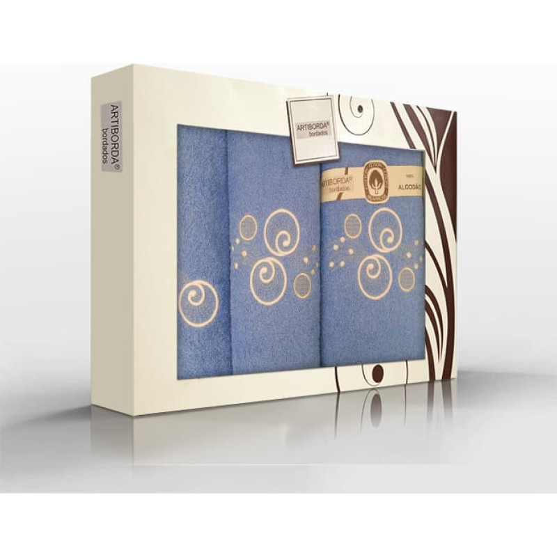 RĘCZNIK KPL. ARTI 3 SZT. /30X50/50X100/70X140/ FROTTE HAFT NIEBIESKI 400G.