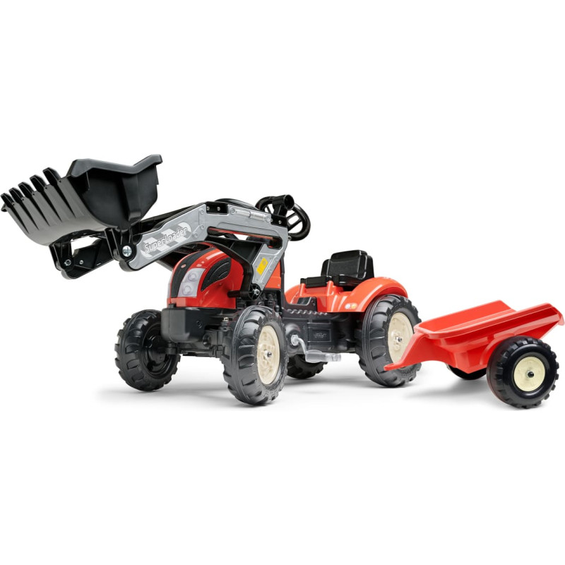 Falk pedaalidega traktor kopa ja käruga