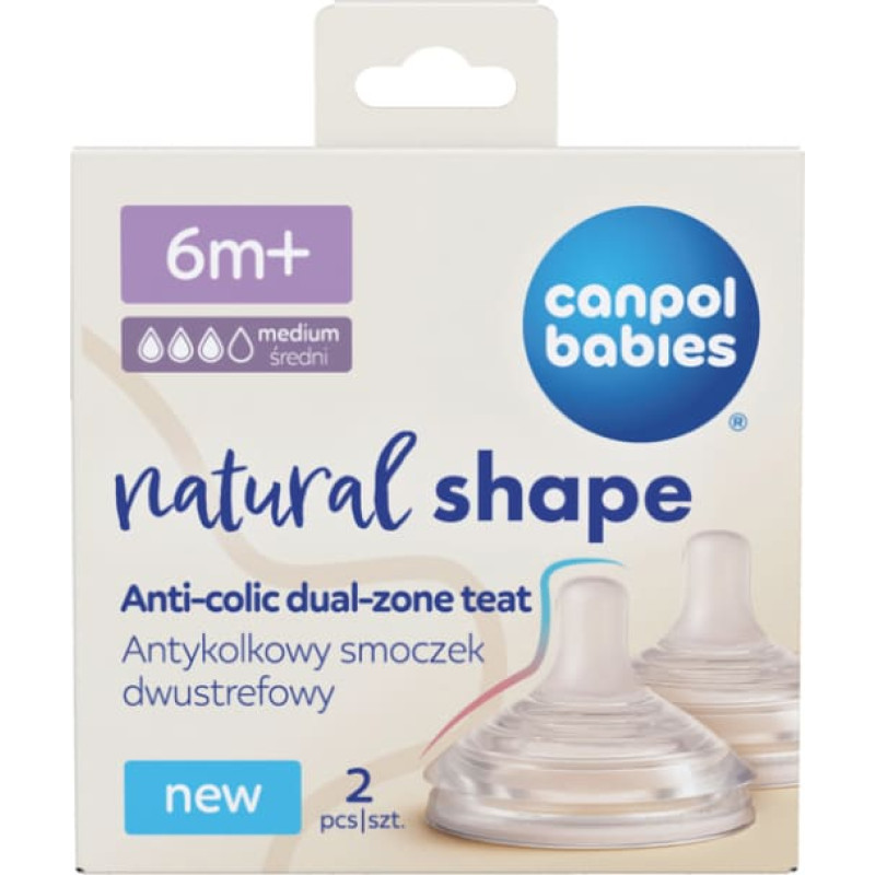 Canpol BABIES knupis NATURAL SHAPE Anti-colic, vidējs, 6m+, 2 gab., 21/752