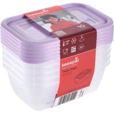 Keeeper Pārtikas trauciņu komplekts taisnstūrveida 5x0,5L Fredo &bdquo;Fresh&ldquo; caurspīdīgs/maigi violets
