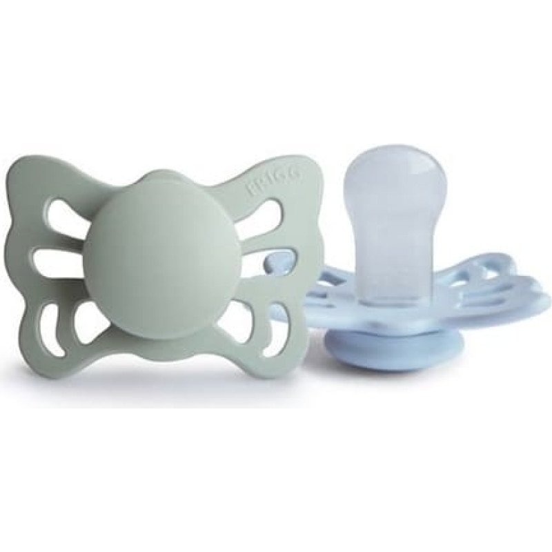 Frigg F100455 Butterfly Smoczek anatomiczny 2-pak silikon 0-6m Sage / Powder Blue