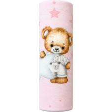 Ega Kids Diaper - 32514- FLANNEL PRINT - EGA - TEDDY BEAR with STARS and CLOUD - PINK - size 70x80 cm