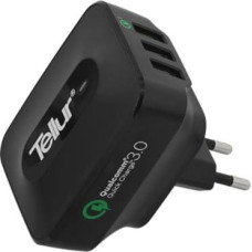 Tellur AC Charger QC 3.0 3*USB Ports (1 Port QC 3.0 & 2 USB Port 2.4A) Black