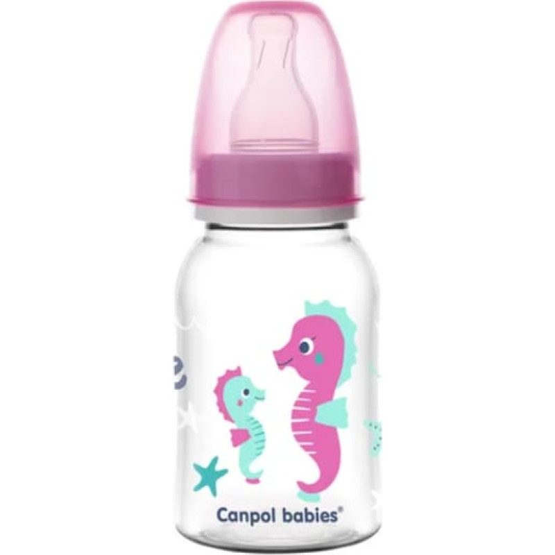 Canpol 59/300 Butelka wąska 120ml PP LOVE&SEA różowa