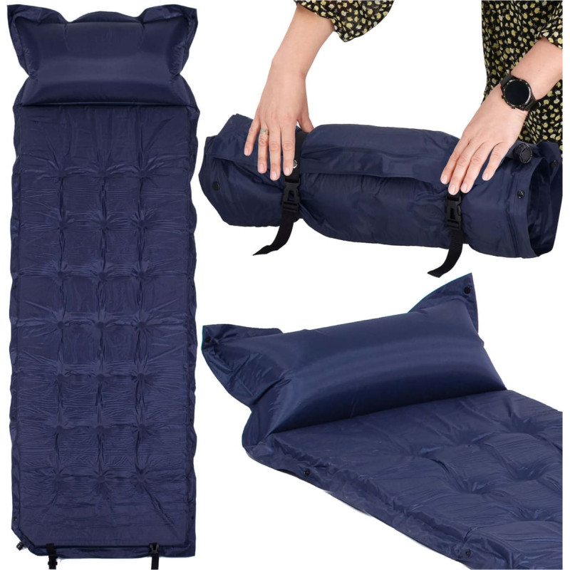 Springos Ise‑t&auml;ituv matkamatk koos padja ja kotiga Springos PM054, 200 cm, tumesinine